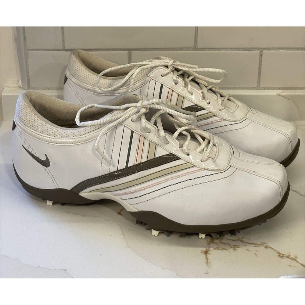Women's Nike Zoom Air Spirit Leather Golf Cleats Shoes Size 8.5‎ White Spikes